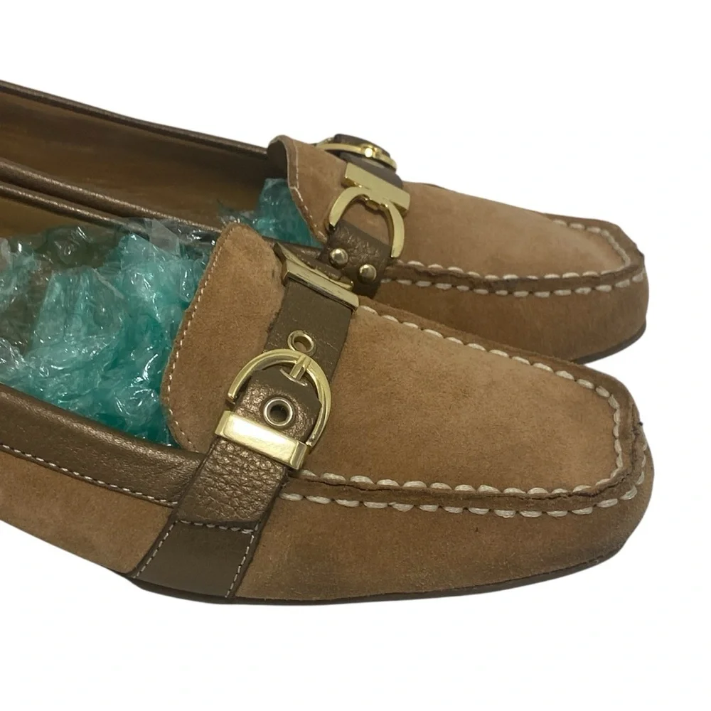 Etienne Aigner Genuine Leather Suede Buckle Loafer Slip Ons - EC - 8.5